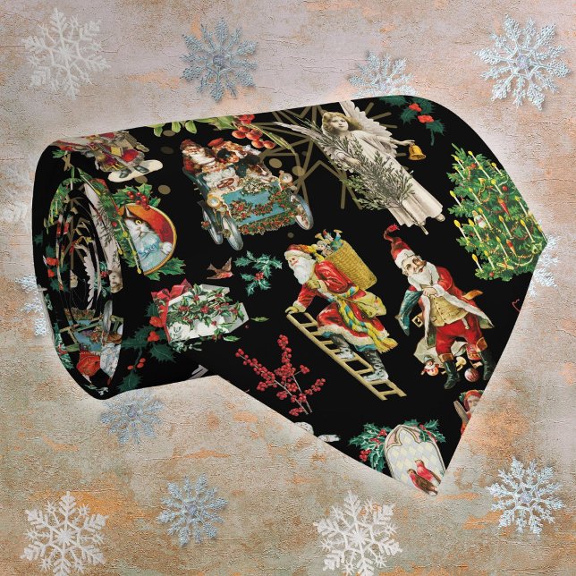 Festive Vintage Retro Christmas Pattern Tie (Festive Vintage Retro Christmas Pattern Neck Tie)
