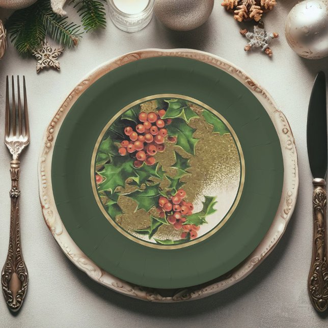 Festive Vintage Santa Claus Christmas Paper Plates (Christmas paper plates, Santa Claus Xmas paper plates)