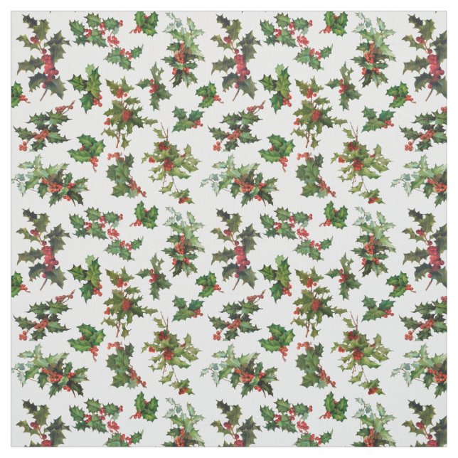 Festive Vintage Style Holly Fabric (Swatch)