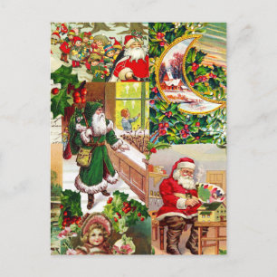 Festive Vintage Victorian Christmas Santa Toys Postcard