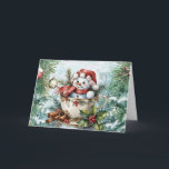 Festive Vintage Watercolor Christmas Snowman Blank<br><div class="desc">Customise this Festive Vintage Watercolor Christmas Snowman blank card by adding your Holiday Greeting inside of the card or leave blank so you can add a handwritten message. This non-photo, non-denominational card is perfect for sending out to customers, friends, family, co-workers and teachers. Thank you for Visiting & Shopping in...</div>