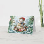 Festive Vintage Watercolor Christmas Snowman Blank