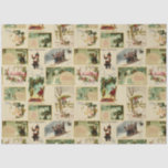 Festive Vintage Winter Christmas Ephemera Collage Tissue Paper<br><div class="desc">Festive and fun collage featuring vintage Christmas card ephemera,  including snowmen,  children in the snow,  gnomes,  skiers,  mistletoe,  holly and jolly Christmas greetings on beige snowy background.</div>