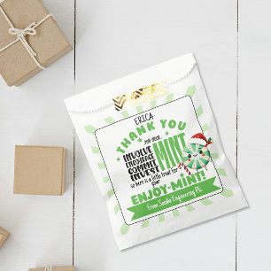 Festive volunteer thank you Mint Holiday favour Bags