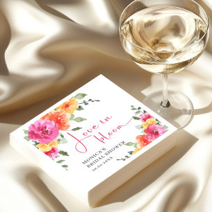 Festive Watercolor Bright Flowers Bridal Shower Napkin