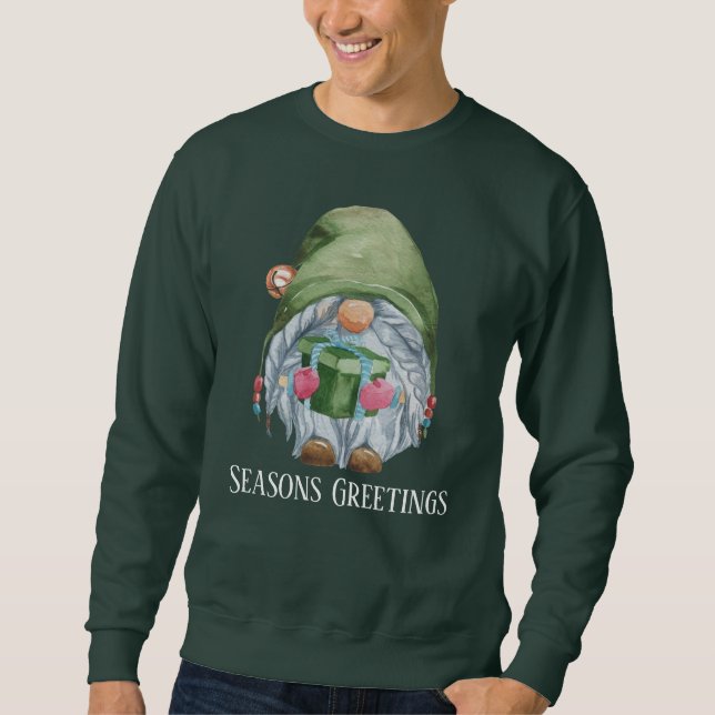 festive watercolor Christmas gnome Sweatshirt (Front)