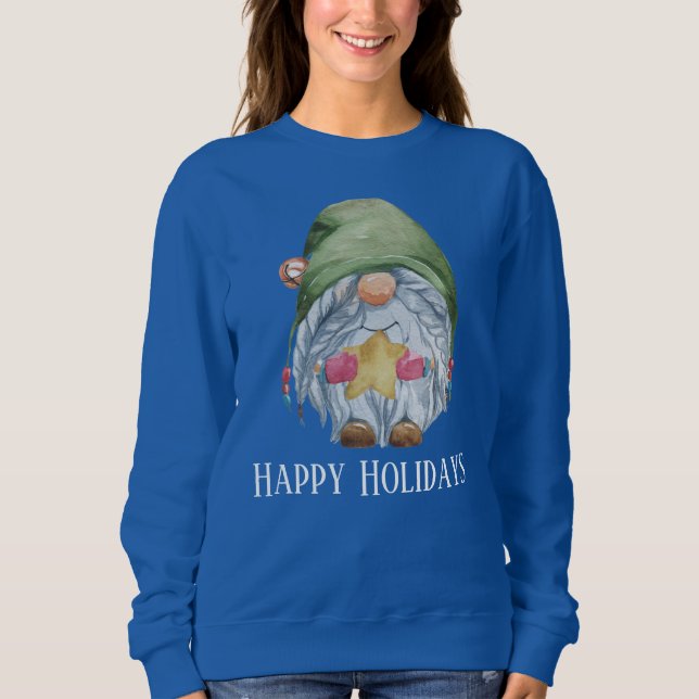 festive watercolor Christmas gnome sweatshirt (Front)