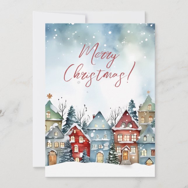 Festive Watercolor Christmas Greeting Card (Front)