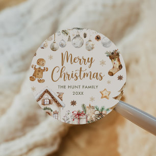 Festive Watercolor Christmas Party Classic Round Sticker