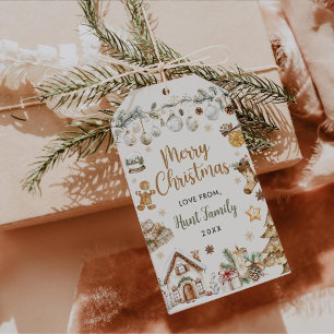 Festive Watercolor Christmas Party Gift Tags