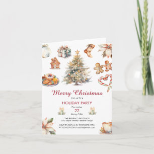 Festive Watercolor Christmas Party  Invitation