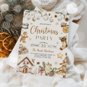 Festive Watercolor Christmas Party Invitation