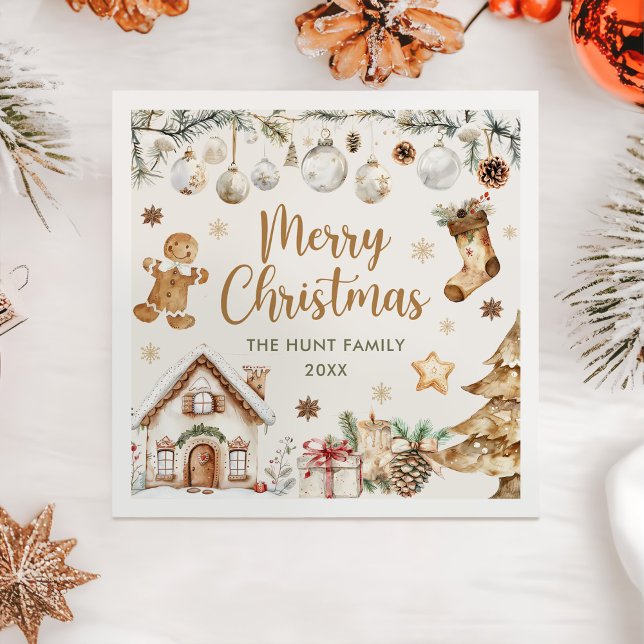 Festive Watercolor Christmas Party  Napkin (Creator Uploaded)