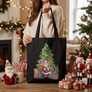 Festive Watercolor Christmas Santa Claus Tote Bag