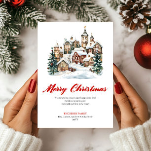 Festive Watercolor Christmas Scene Greeting Card