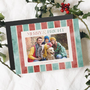 Festive Watercolor Christmas Stripes Photo