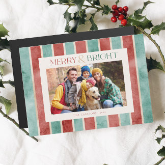 Festive Watercolor Christmas Stripes Photo