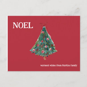 Festive Watercolor Christmas Tree Postcard