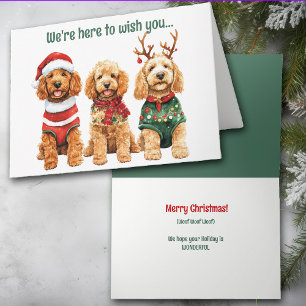 Festive Watercolor Cockapoo Dogs Christmas Card