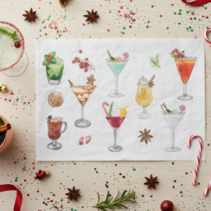 Festive Watercolor Cocktails Christmas Martini  Tissue Paper