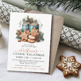 Festive Watercolor Cookie Exchange Party Invitation