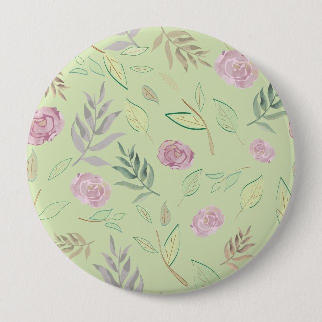 Festive Watercolor Flowers 4 10 Cm Round Badge (Front)