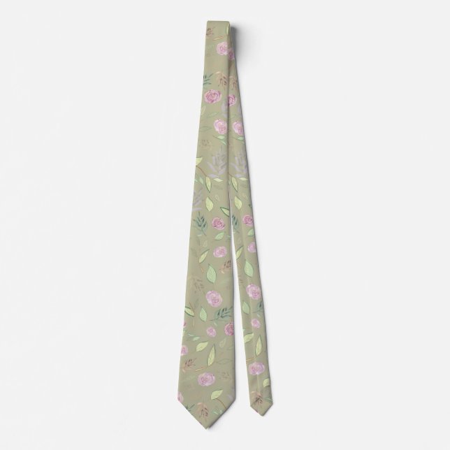 Festive Watercolor Flowers 5 Tie (Front)