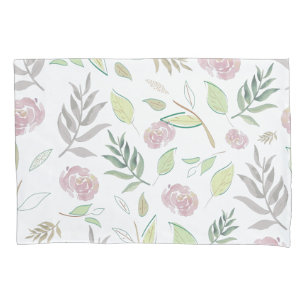 Festive Watercolor Flowers Pillowcase