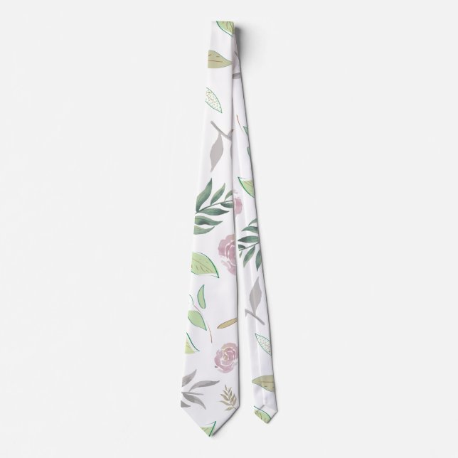 Festive Watercolor Flowers Tie (Front)