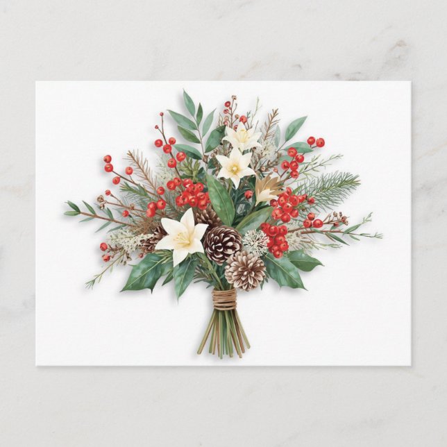 Festive Watercolor Holiday Bouquet (Front)