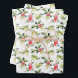 Festive Watercolor Holly Pattern Christmas Wrapping Paper Sheet<br><div class="desc">Merry Christmas | Add a festive accent to your gifts with these holiday wrapper sheets. It features a holiday pattern of watercolour holly and pine needles. These Christmas pattern wrapping sheets are available in other items. Matching items are available.</div>