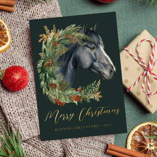 Festive Watercolor Horse Equestrian Christmas