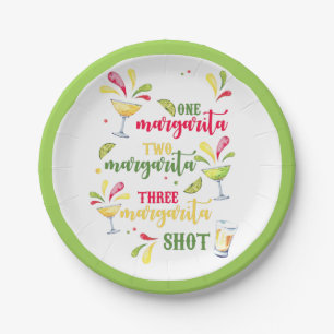 Festive Watercolor Margarita Paper Plate