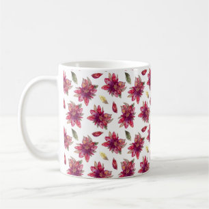 Festive Watercolor Painted Poinsettias Mug