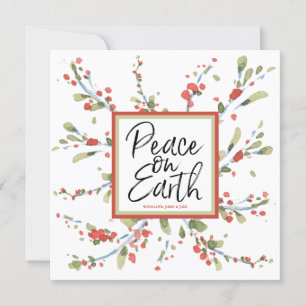 Festive Watercolor Red Berries Winter Greenery Holiday Card