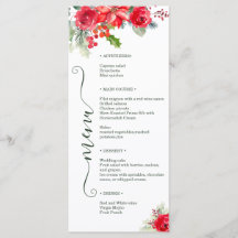 Festive Watercolor Rose Poinsettia Holiday Wedding