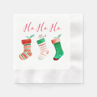 Festive watercolor stockings paper napkins