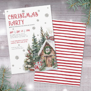 Festive Watercolor Winter Christmas Party Invitation