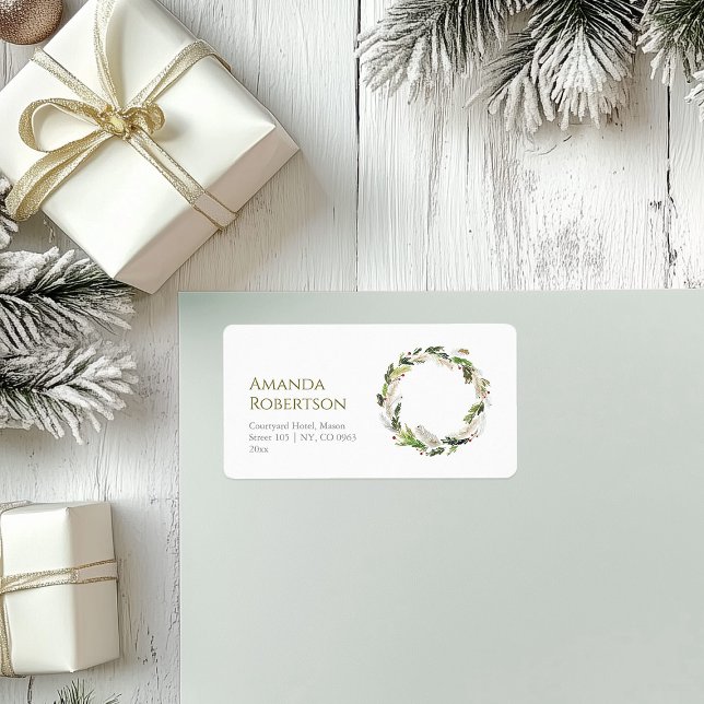 Festive Watercolor Wreath Label (Creator Uploaded)