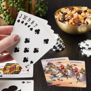 Festive Western Christmas Santa Holiday  Playing Cards