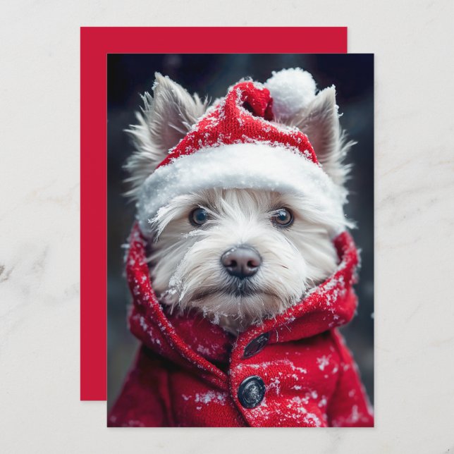 Festive Westie in the Snow Invitation (Front/Back)