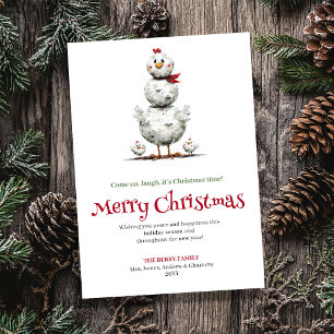 Festive Whimsical Chickens Christmas Greeting Card