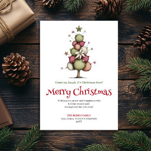 Festive whimsical Christmas tree greeting card