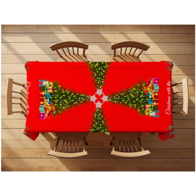 Festive Whimsical Christmas Tree Quirky Reindeers  Tablecloth (Creator Uploaded)