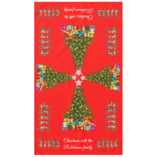 Festive Whimsical Christmas Tree Quirky Reindeers  Tablecloth