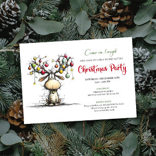 Festive whimsical reindeer Christmas party invite