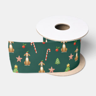 Festive Whippet Christmas Satin Ribbon