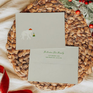 Festive White Elephant Check Liner Return Address Envelope