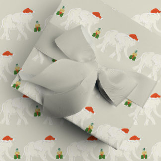 Festive White Elephant Christmas Party Illustrated Wrapping Paper