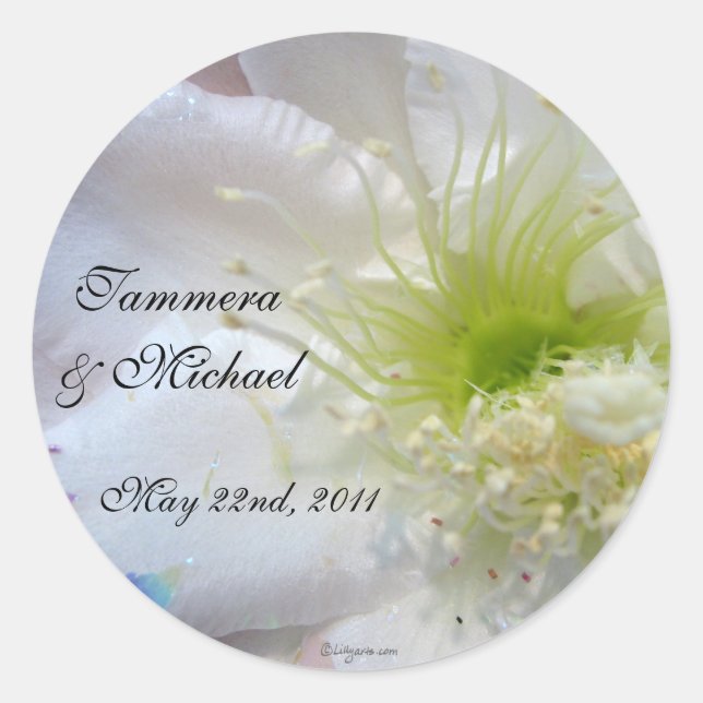 Festive White Flower Wedding Custom Envelope Seals (Front)